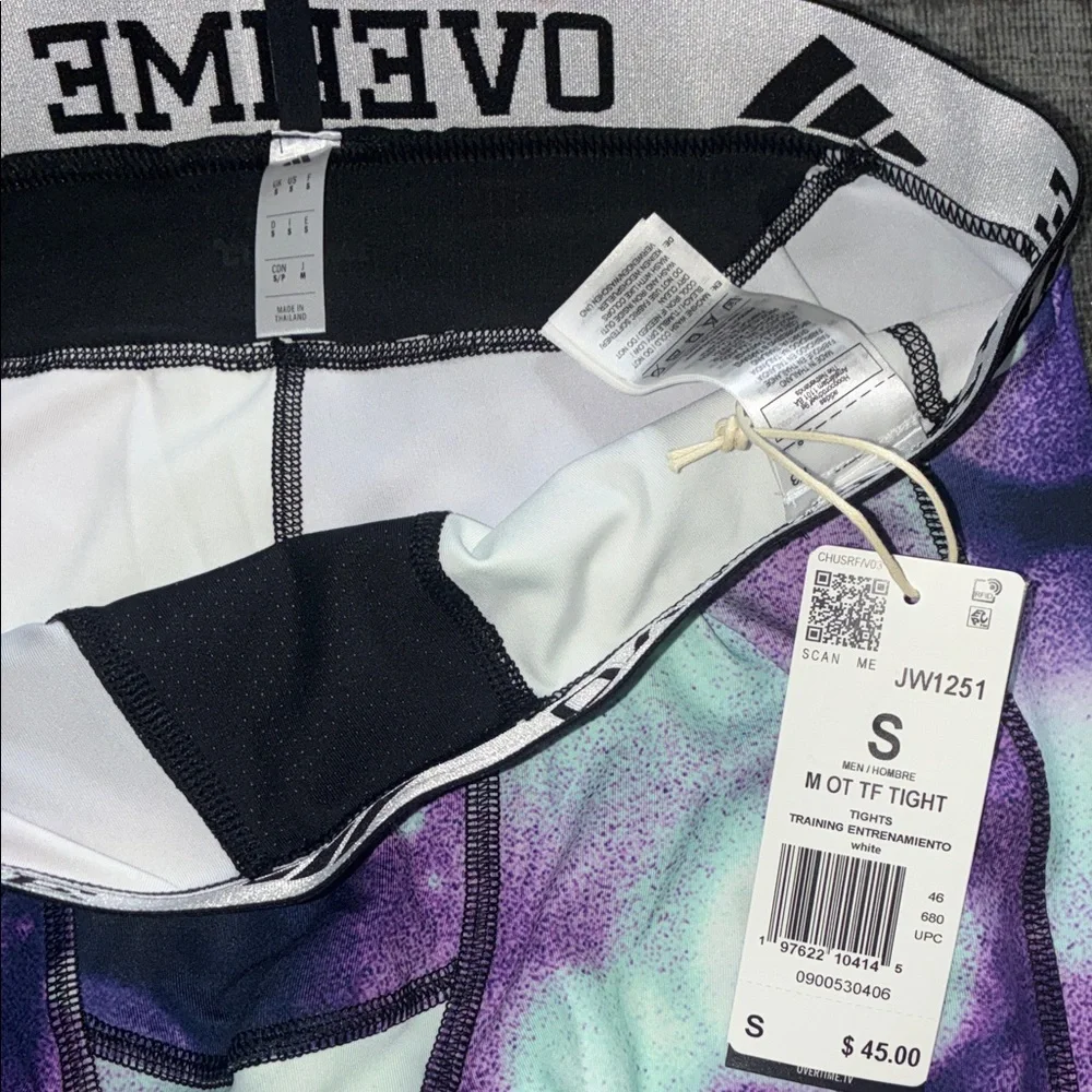 Adidas x Overtime Men's Techfit Leggings Vibrant Purple and Black Leggings